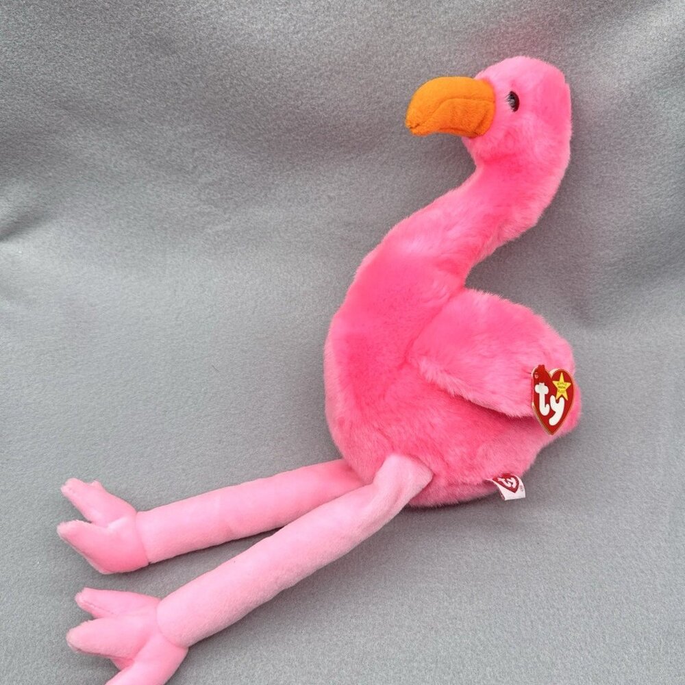 Pinky Flamingo Plush 1998 17" Bird Stuffed Toy Vintage TY Beanie Buddy